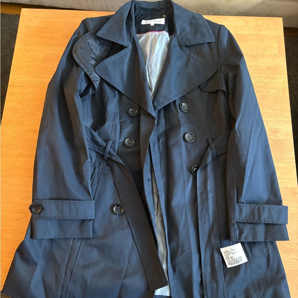 Calvin Klein Navy Raincoat Trenchcoat NWT